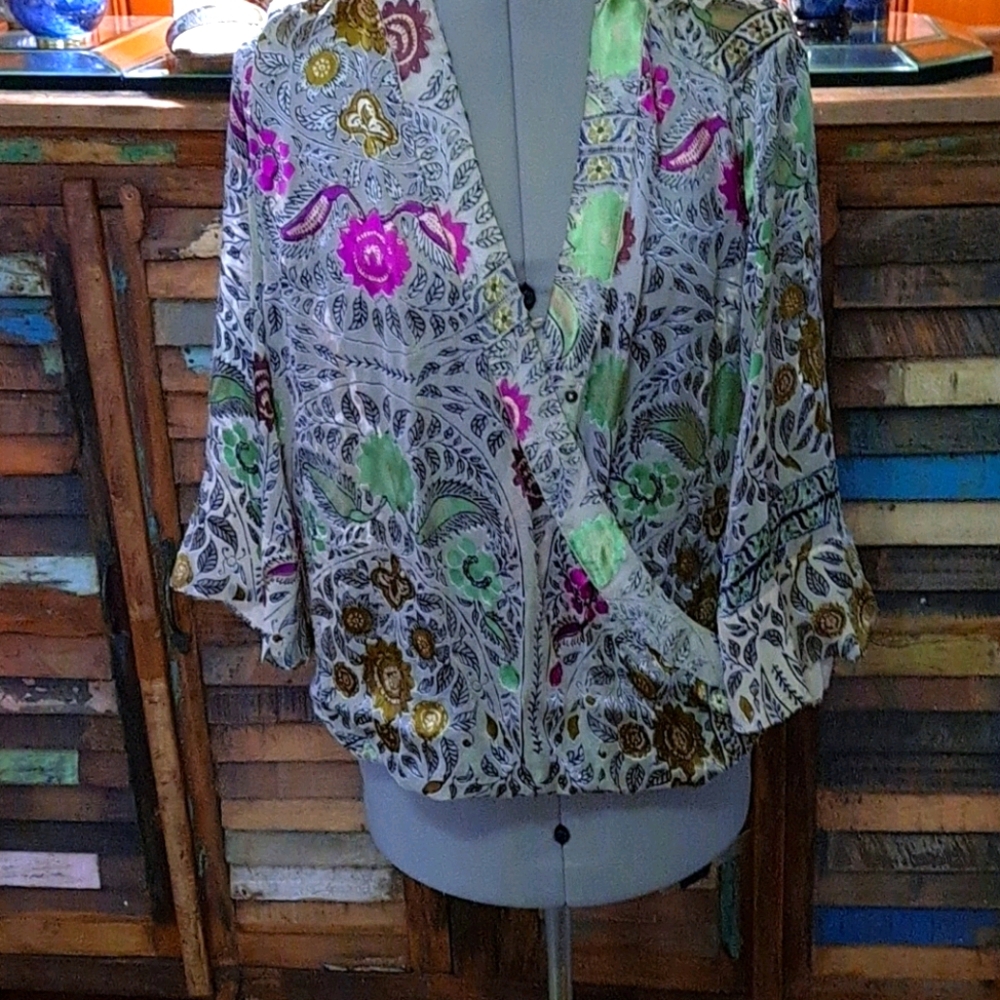 Floral silky top purchased at Anthropology